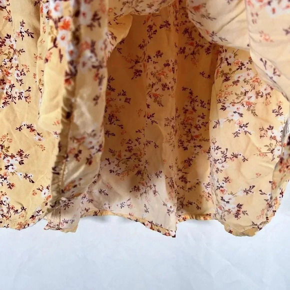 Old Navy Skirt Womens Large Yellow Floral Pull On Elastic Waist - Picture 4 of 7